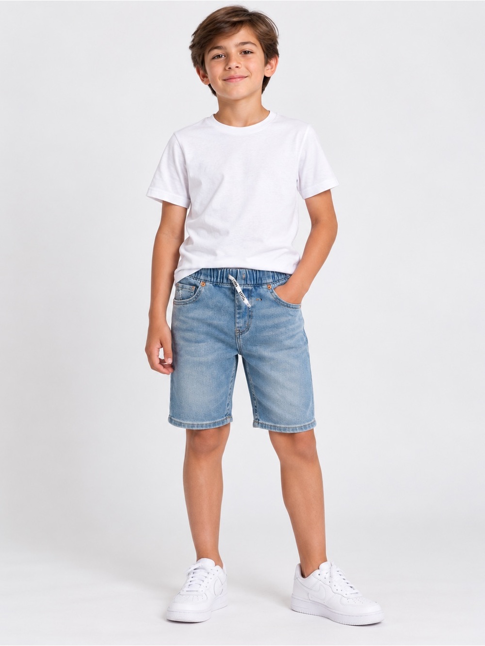 Levi’s Boys Skinny Denim Shorts Size M 10-12 Light Wash Pull-On